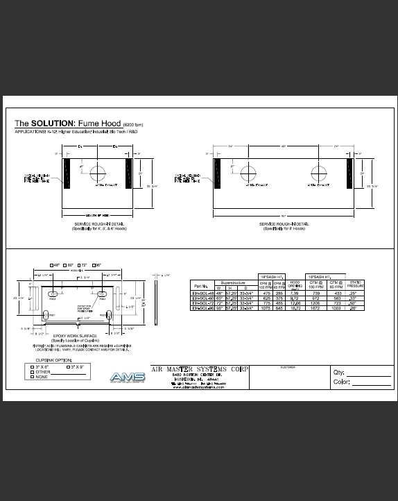 High Performance Fume Hoods 4 AMS Solution Fume Hood Specs Rear