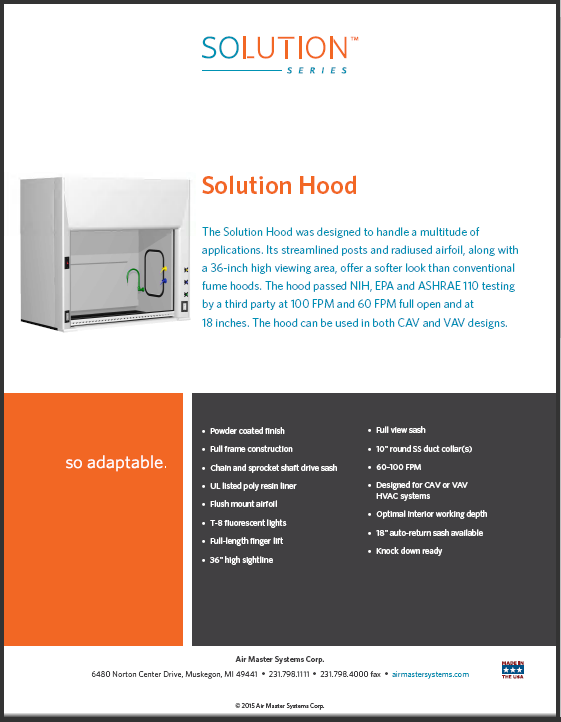 High Performance Fume Hoods 2 Brochure Solution Hood