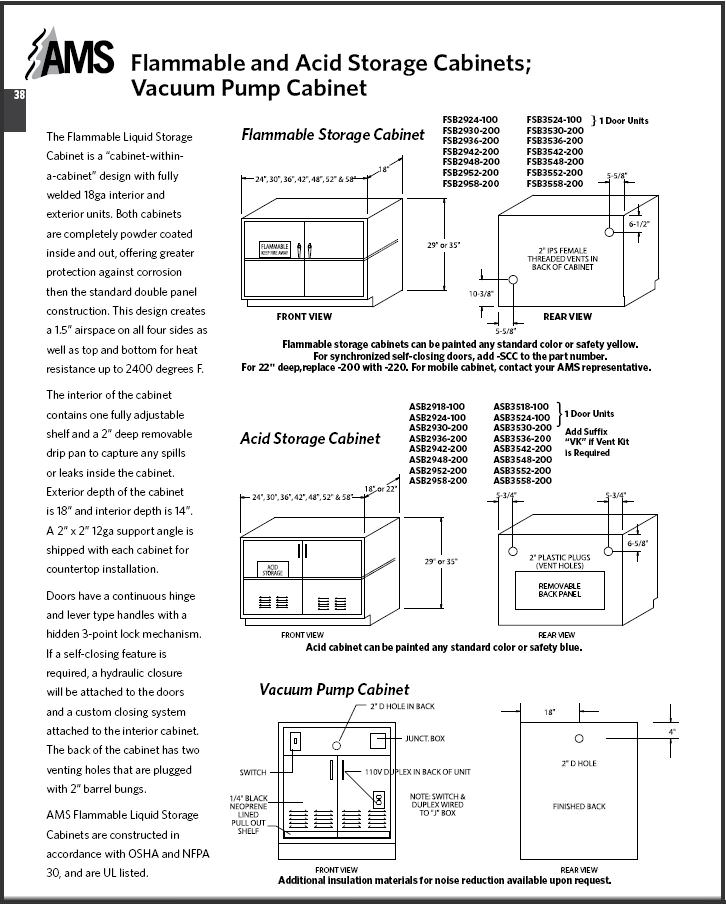 High Performance Fume Hoods 9 Cabinet Catalog Flam Acid Vac
