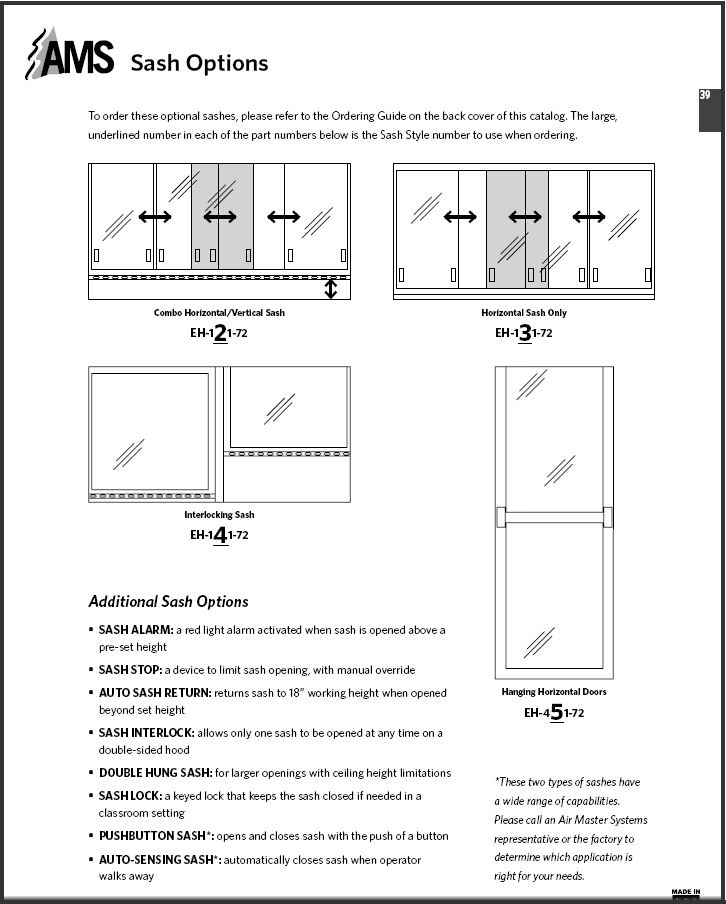 High Performance Fume Hoods 7 Catalog pages Sash Options