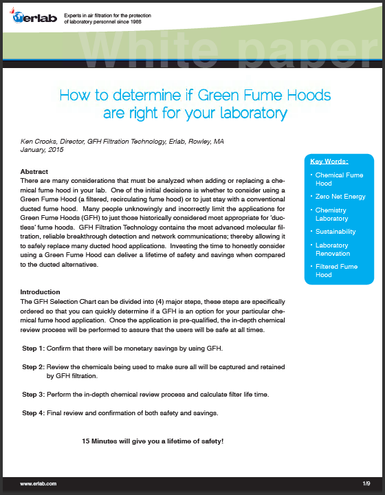 Green Filtered Fume Hoods 3 Erlab-How-to-Determine-if-GFH-is-right-for-your-laboratory-with-Chart