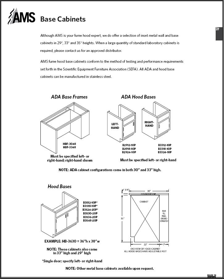 High Performance Fume Hoods 11 AMS Base Cabinets