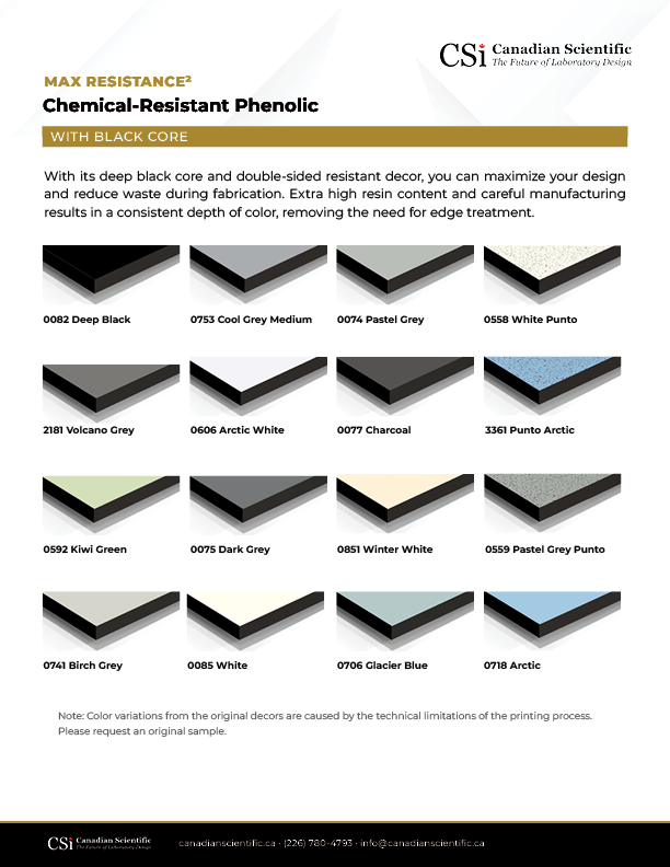 Chemical-Resistant Phenolic Laboratory Countertops 16 COVER ONLY CHEMICAL RESISTANT PHENOLIC COLOURS CSI 2025